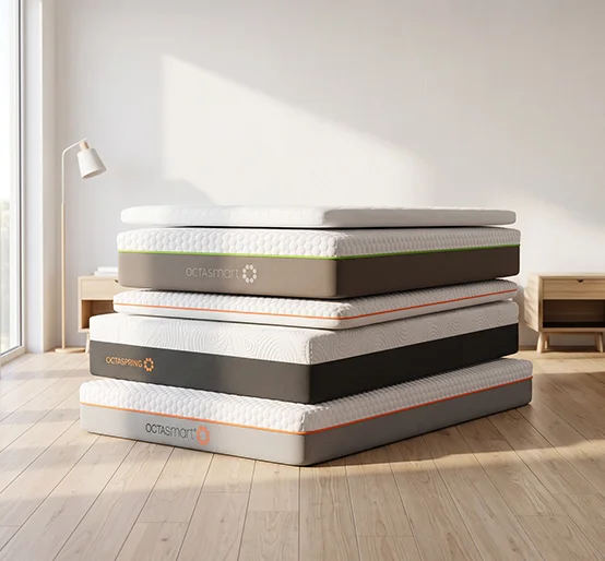 Dormeo Certified Rejuvenated mattresses piled up