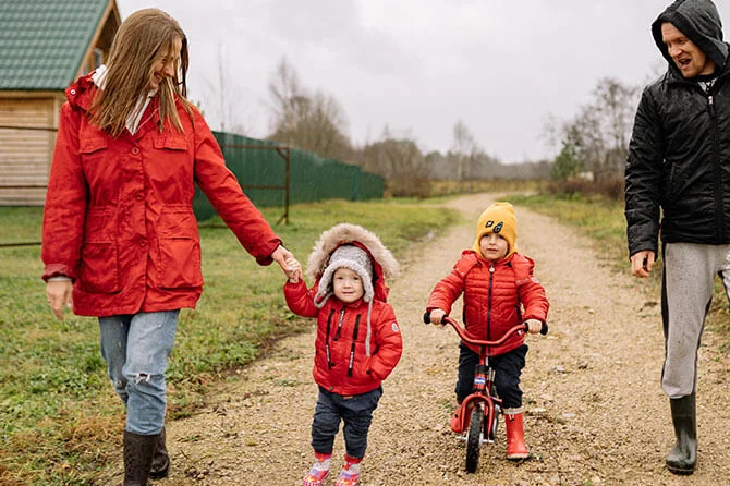 Family on an autumn walk