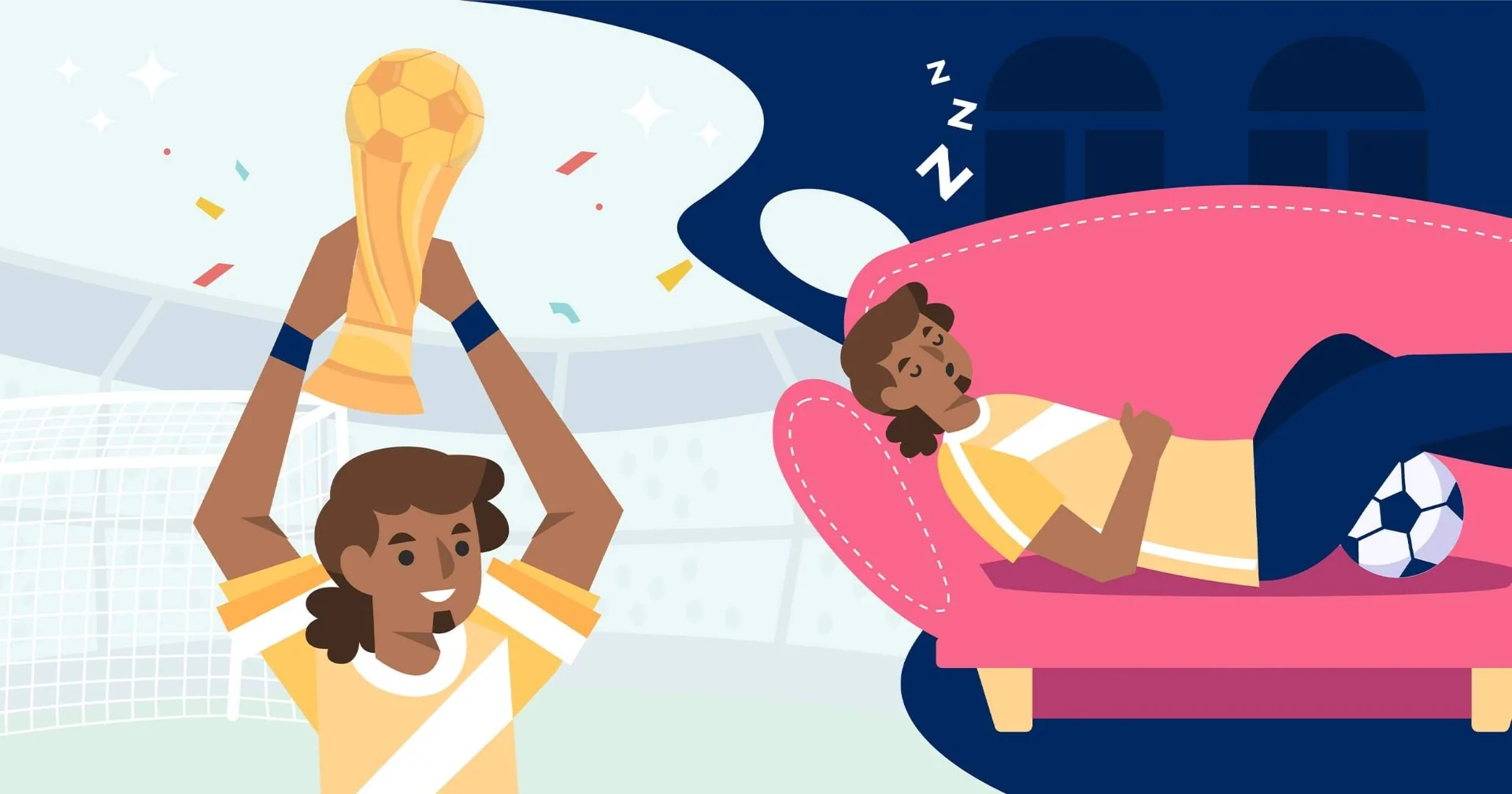 Footballer dreaming of winning a trophy