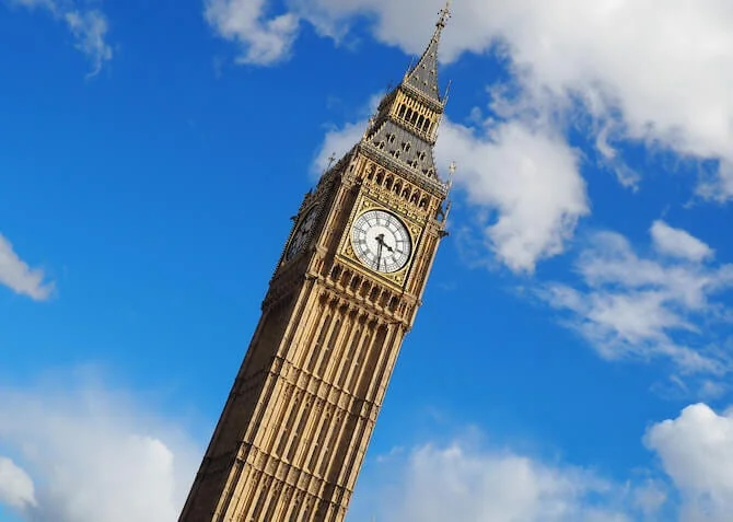 Big Ben in London on a summers day