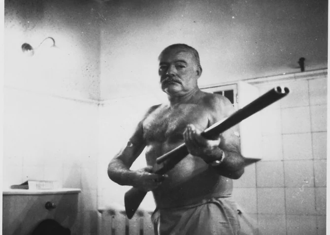 hemmingway with a shotgun
