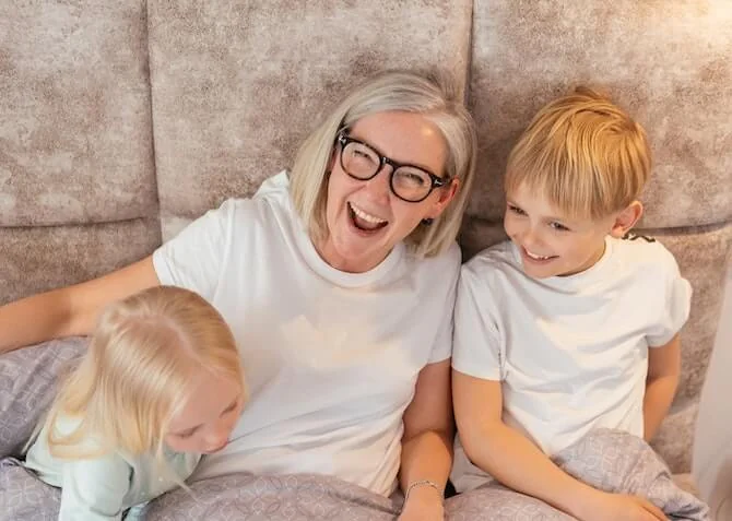 grandmother with her grandkids