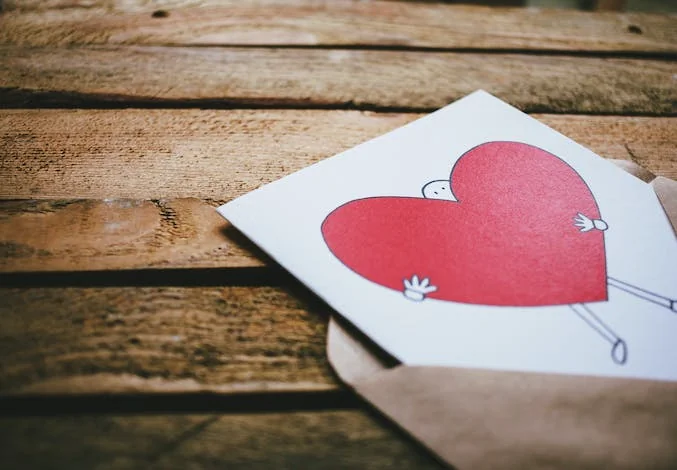 valentines card with a heart on it