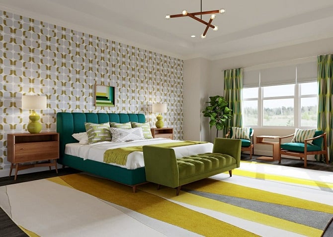 : 60s-themed minimalist bedroom