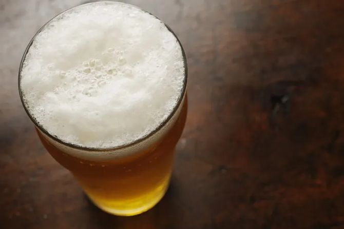 a pint of beer from above