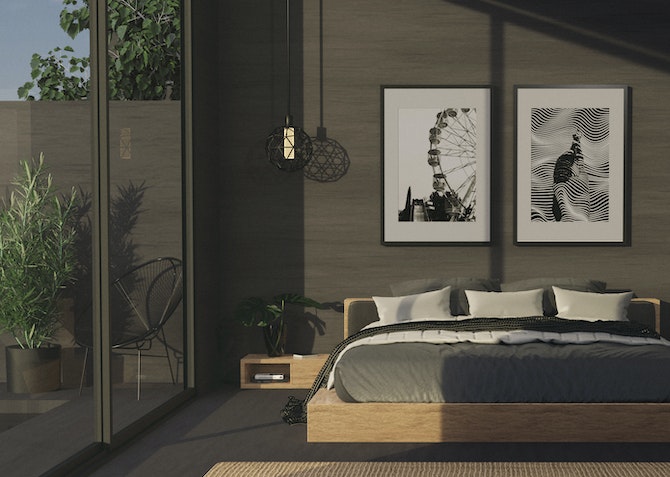 Earthen-themed minimalist bedroom