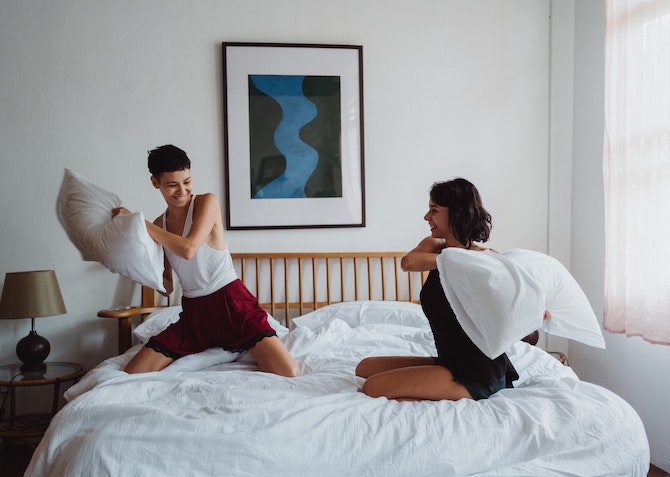 Couple playing on a bad